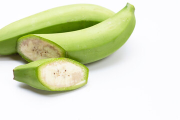 Raw banana isolated on white background.
