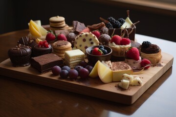 A Platter of Fruits and Desserts