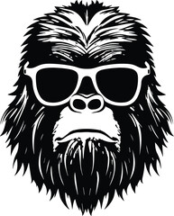Bigfoot In Sunglasses Logo Monochrome Design Style
 - obrazy, fototapety, plakaty