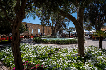 Fountain in Upper Barrakka Gardens, Valletta, Malta