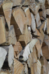Close-up stack of firewood