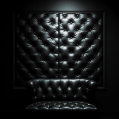 A black leather background on a dark scene, luxurious, rounded, grid-based, luxurious walls, high end. Generative Ai. 