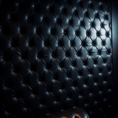 A black leather background on a dark scene, luxurious, rounded, grid-based, luxurious walls, high end. Generative Ai. 