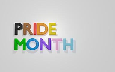 Pride Month typography 3d rendering 