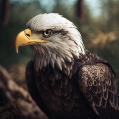 Obraz premium A portrait of a bald eagle. Generative AI. 