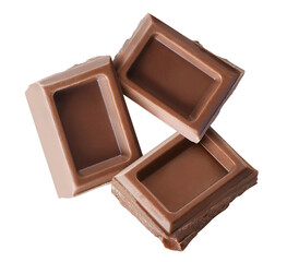 Three delicious chocolate pieces cut out
