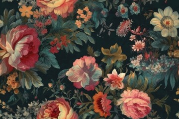 Fototapeta na wymiar Floral wallpaper bold contrast and beautiful texture, background. AI generated, human enhanced