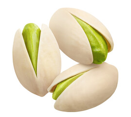 Three delicious pistachios cut out