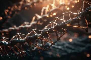 3D render of DNA strand pattern. Generative AI