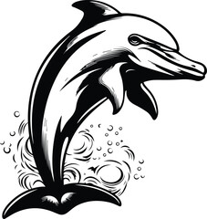 Dolphin Logo Monochrome Design Style
