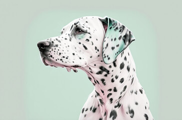 A slender dalmatian dog, on isolated white background. Ai generated.