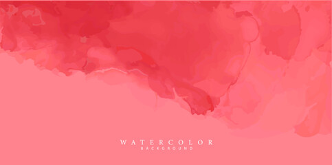 Red watercolor background. Gradient brush spots on pinkish background. Bright colors, soft effect. Brochure, banner vector template.