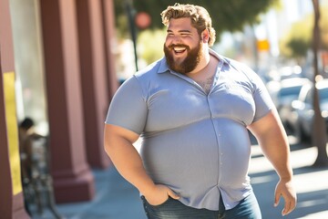 United States is facing a serious health crisis as a result of widespread obesity and metabolic diseases affecting young men. Ai generated. - obrazy, fototapety, plakaty