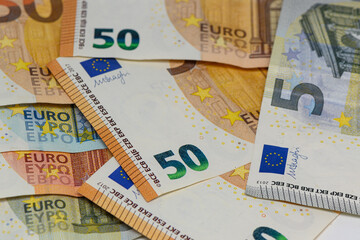 euro banknotes  top view 10