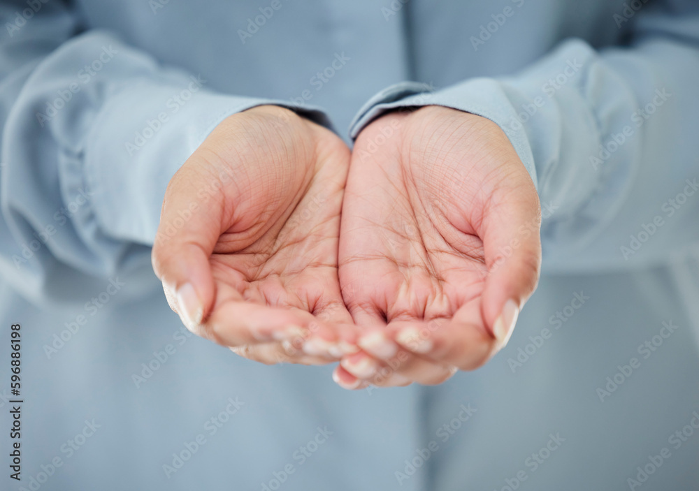 Canvas Prints Looking for a handout. Cropped shot of an unrecognizable businesswoman standing with her hands out in the office.