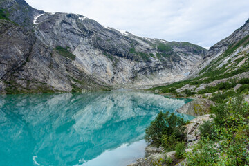 Naklejka na ściany i meble Glacial Lake of the Nigardsbreen Glacier, Jostedalen, Norway