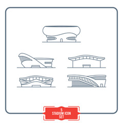 Set of stadium icons Front view outline style Vector