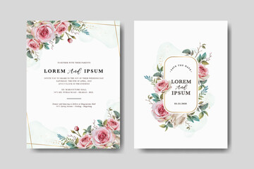 Beautiful wedding invitation card with floral watercolour