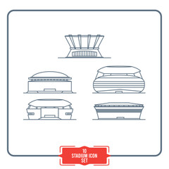 Set of stadium icons Front view outline style Vector