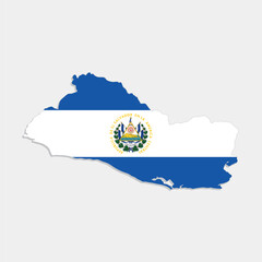 el salvador map with flag on gray background