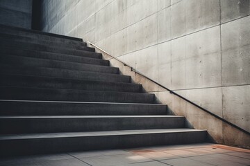 Contemporary stairs on concrete wall outdoors, perfect for business or career themes. Simplistic backdrop with potential to grow. Generative AI