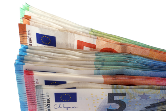 Isolated euro notes.