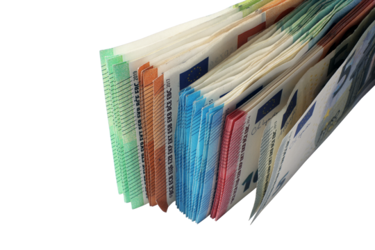 Isolated euro notes.