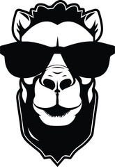 Camel In Sunglasses Logo Monochrome Design Style