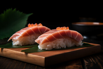 Freshly cut tuna nigiri sushi generative AI