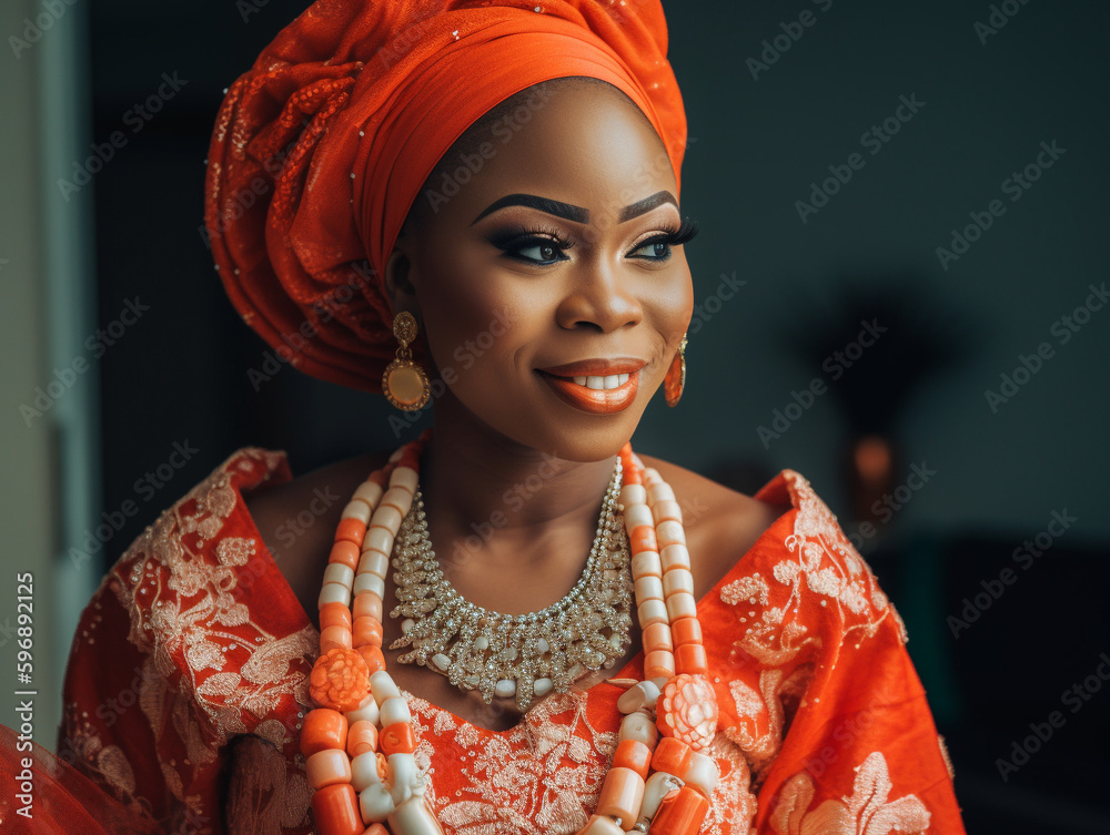 Wall mural The Bride of a Traditional Nigerian Igbo Wedding | Generative AI