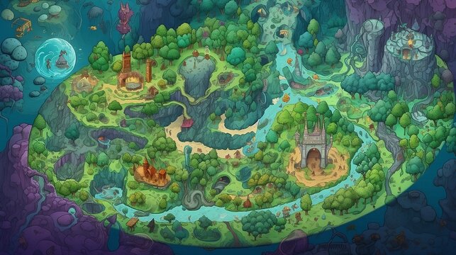 Fantasy World Quest Map - Generative AI