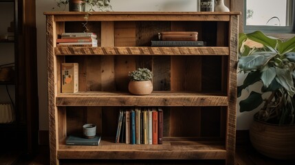 Bookshelf with adjustable shelves. Ai generated