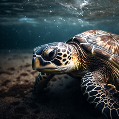 Fototapeta premium Close-Up Portrait of a Sea Turtle 