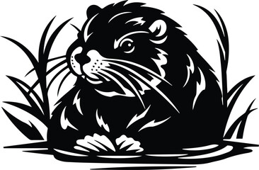 Beaver Logo Monochrome Design Style
