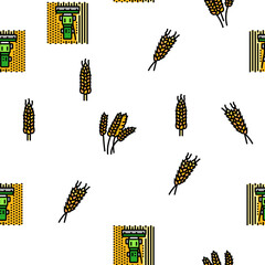 wheat grain bread harvest vector seamless pattern