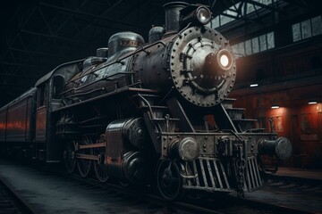Fototapeta na wymiar Vintage locomotive. Generative AI
