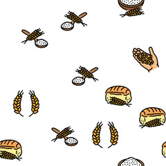 wheat grain bread harvest vector seamless pattern