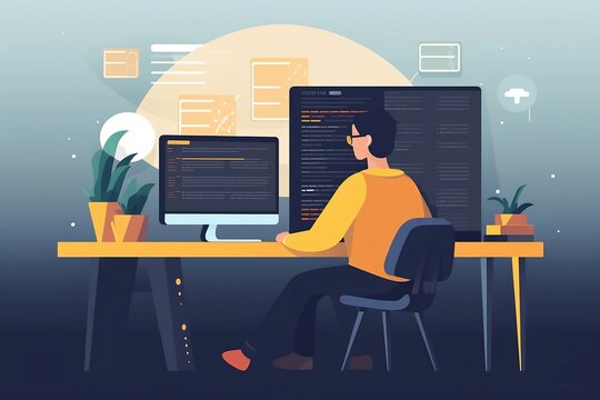 With each keystroke, lines of code flow seamlessly from their fingertips, weaving together a beautiful tapestry of logic and creativity. This character exudes a sense of whimsy and wonder.