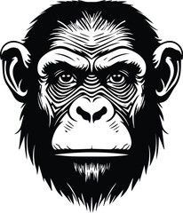 Fototapeta na wymiar Chimpanzee Logo Monochrome Design Style 