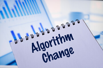 Notepads with the inscription Algorithm Change. Business concept