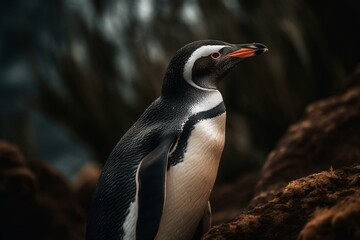 A penguin triumphs in the heights. Generative AI