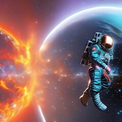 Das Weltall sieht cool aus aber auch einsam,Astronaut,Sonne,Weltall (Ai Generiert)