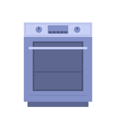 Obraz premium Closed oven concept. Kitchen machine for cooking turkey or chicken, desserts and delicacies, flour products. Poster or banner for website. Cartoon flat vector illustration