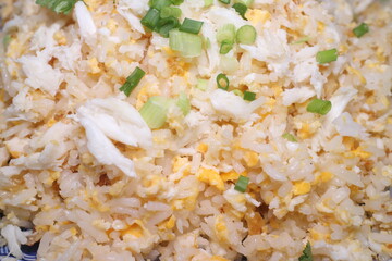 Close-up photo of crab fried rice