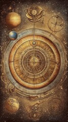 Fototapeta na wymiar An astrology chart with planetary alignment illustration. Generative AI. 