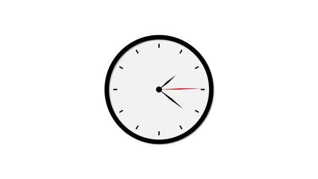 Counting down clock isolated 24 hour wall clock time lapse animation with moving arrows