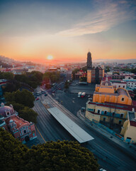Ex convento de San Francisco al amanecer en Puebla