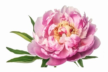 Realistic pink peony watercolor on white background. Generative AI