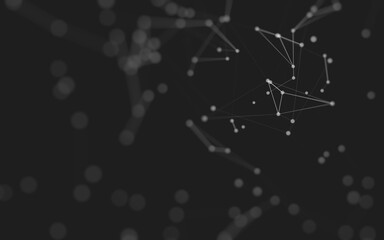 Abstract background. Molecules technology with polygonal shapes, connecting dots and lines. Connection structure. Big data visualization.