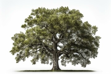 Single American elm tree on white background. Generative AI - obrazy, fototapety, plakaty